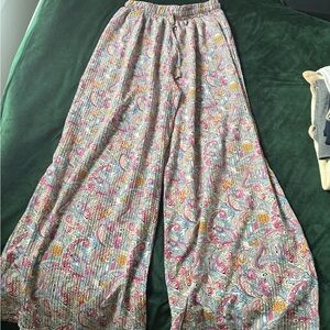 Paisley Print Wide-Leg Pants
